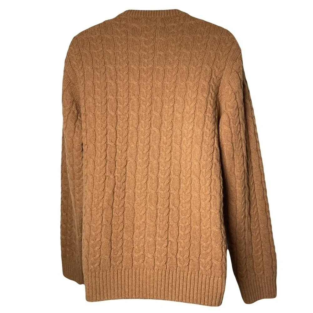 Barque Men’s Camel Brown Cable Knit Wool Blend Sweater Size L